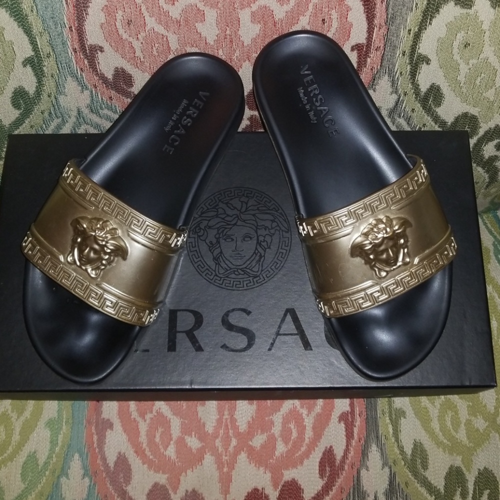 LAST PAIR Versace Gold Slides